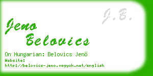 jeno belovics business card