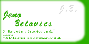 jeno belovics business card